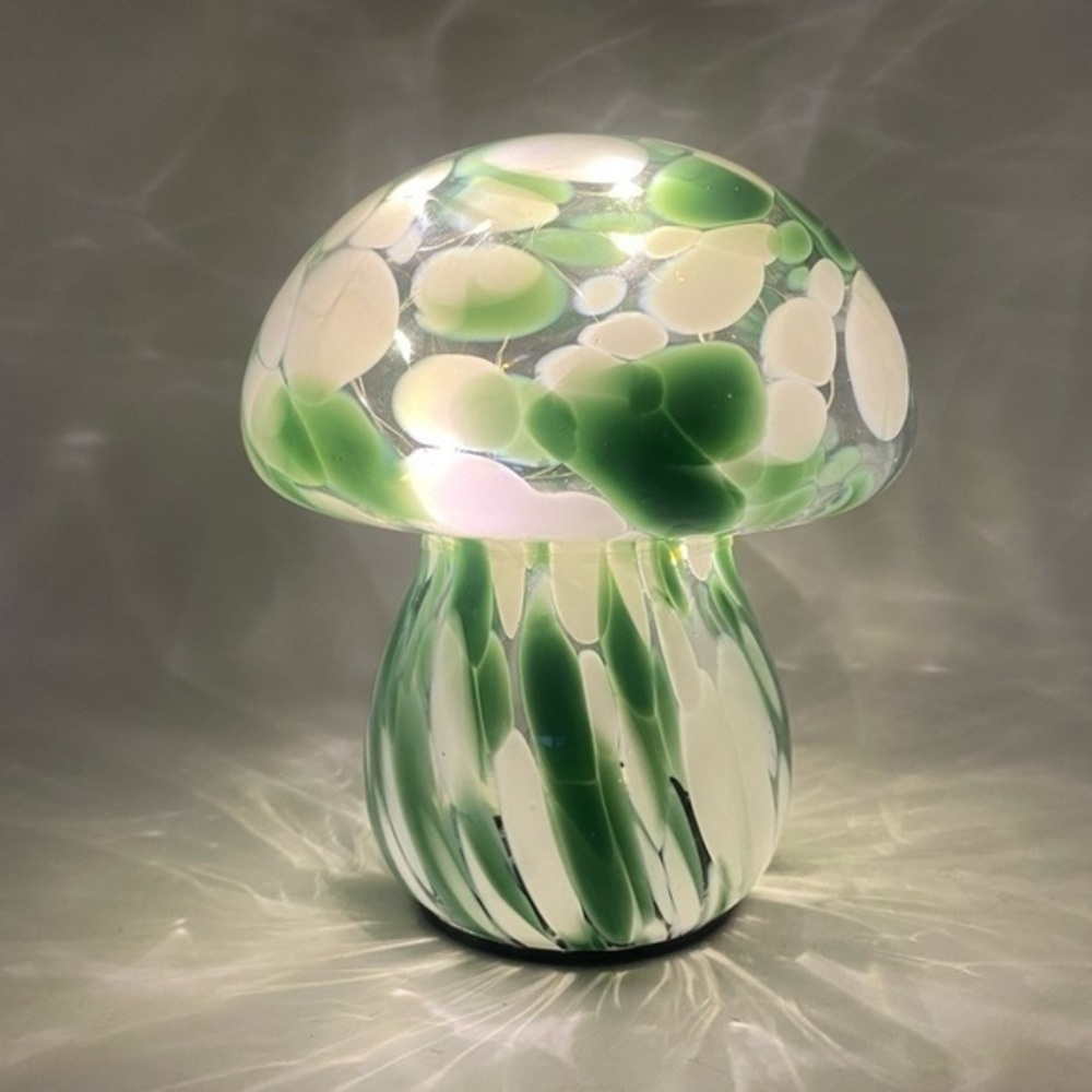 Confetti Glass Green Mushroom Fairy Light